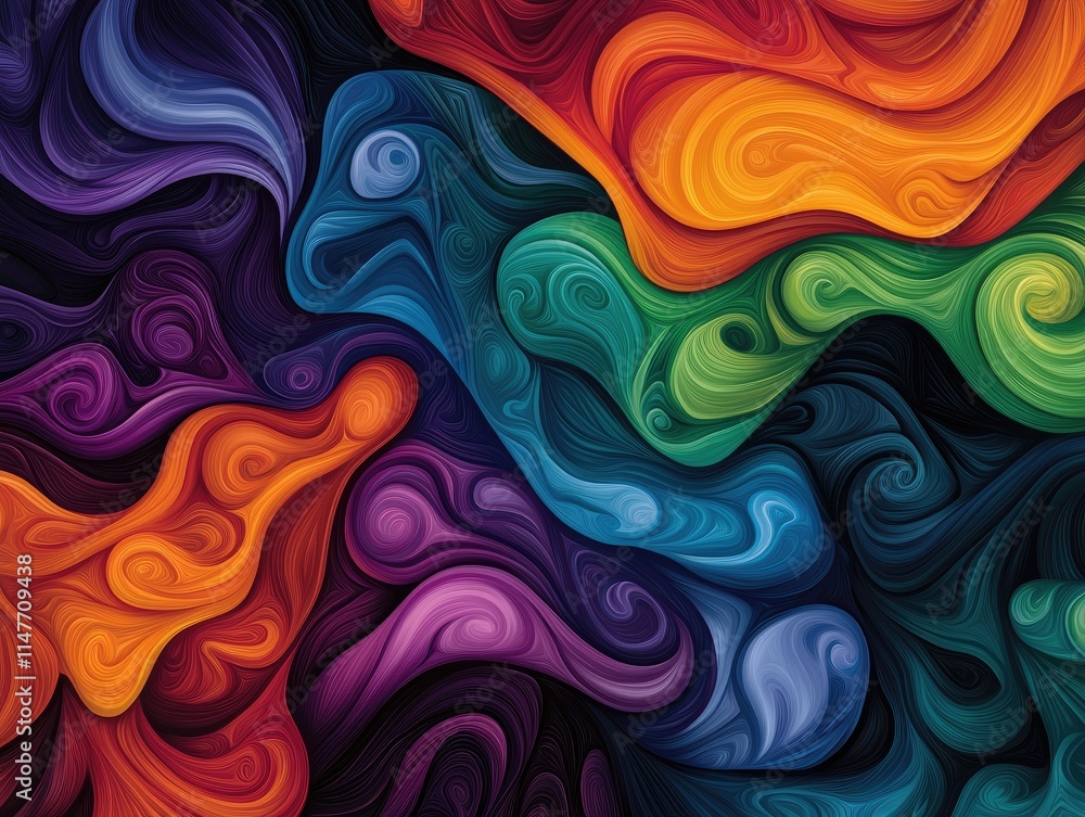 Aufkleber dynamic abstract swirl art digital creation vivid colors artistic environment close-up view modern c