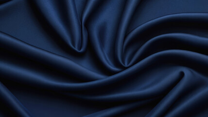 Obraz premium Deep blue matte fabric texture with flowing folds and soft gradients. Perfect as a stylish and sophisticated background for graphic design, photography, or branding