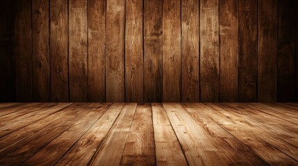 Naklejka premium Weathered brown timber wall interior rustic setting wooden texture warm atmosphere artistic perspective