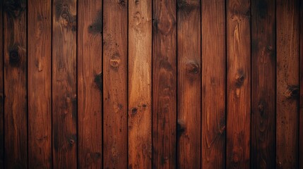 Fototapeta premium Weathered timber wall background rustic setting high-quality texture deep brown hue natural environment close-up view