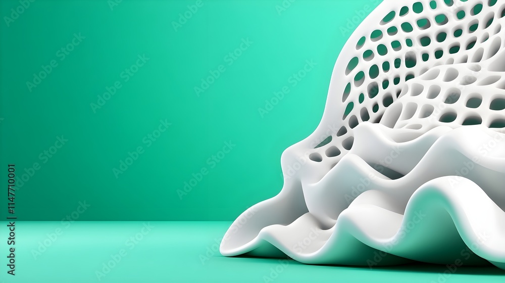 Poster abstract white flow structure on teal background