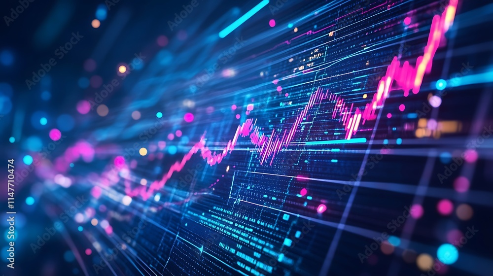 Poster abstract dynamic visualization of stock market data for representation of financial trends growth co
