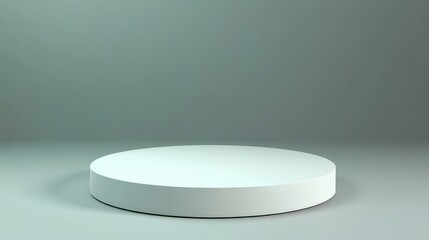 White Cylindrical Platform On A Green Background