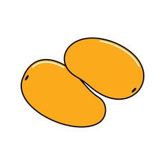 Ripe mango pair in green and yellow tones. Perfect for tropical-themed designs, packaging, or digital projects.