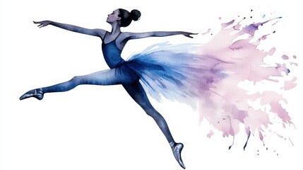 Fototapeta premium Graceful Ballerina Watercolor Illustration