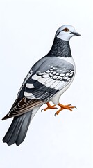 Obraz premium Detailed Illustration of a Gray Bird