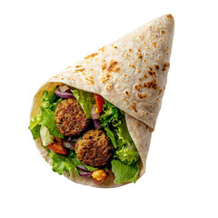 Delicious falafel wrap food studio transparent background close-up culinary delight