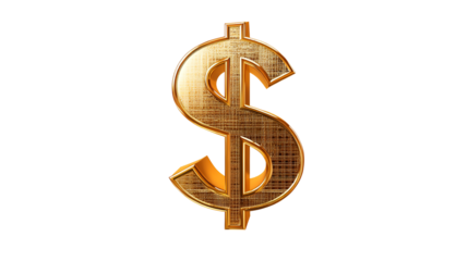 Golden Dollar Sign, Currency Symbol, Wealth, Finance, Luxury, 3D Render, Texture, Black Background, 