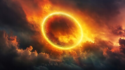 Obraz premium Fiery Celestial Ring in Apocalyptic Sky