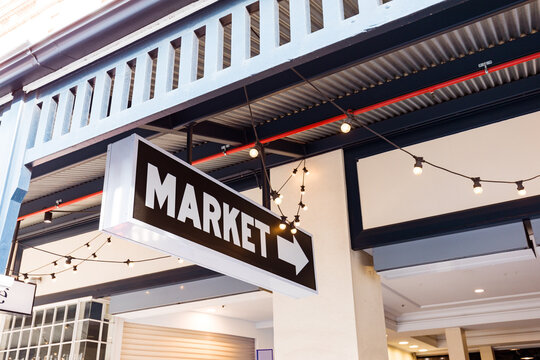 Entrance of Adelaide Central Market with lights