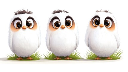 Obraz premium Cute Cartoon Birds in December Scene