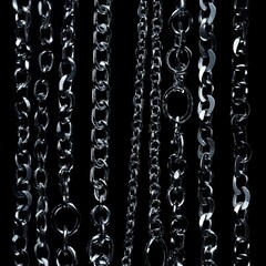Jewelry chains on black background.