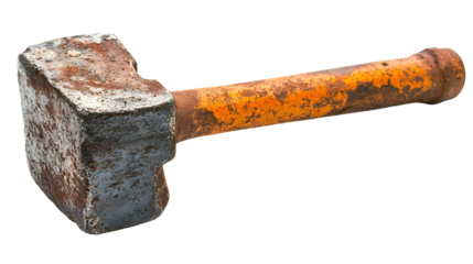 Rusty Old Hammer, Metal Tool, Construction, Work, Vintage, Equipment, Heavy, Orange, Square Head, Ag