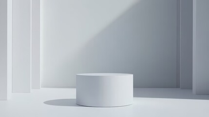 White Cylinder on Minimalist White Background