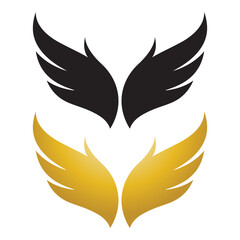 Wings gold and black bird  logo vector illustration template