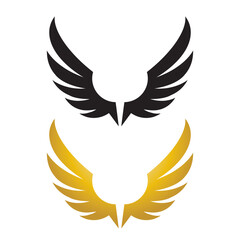 Wings gold and black bird  logo vector illustration template
