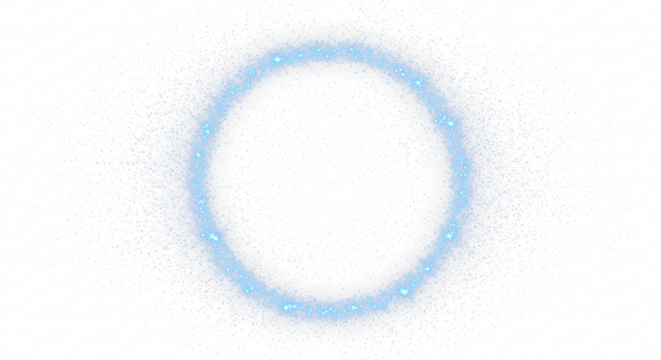 blue glitter circle with blue sparkles and blue star dust spread around isolated on transparent background png - Powered by Adobe