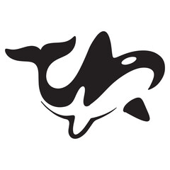Simple black orca whale animal template logo creative design. Killer underwater animal. Logo for business, identity and branding.