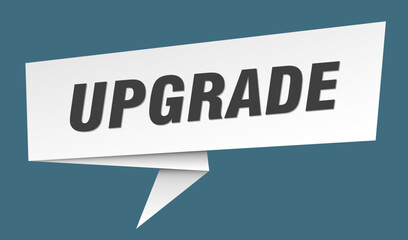 UPGRADE speech bubble, banner, label, sign