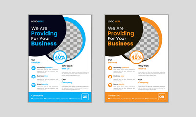 Creative Corporate Colourful Business Flyer Template Design set with blue and yellow colour, abstract business flyer, professional a4 leaflet design vector.
