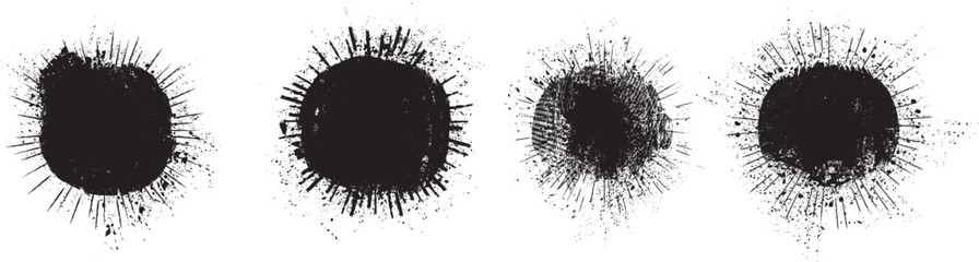 Collection of ink splashes for explosion effect .Set of Black Spray paint effect. Place stains and splats in this pack over any object to create grunge effect .Spray paint drips .abstract vector.