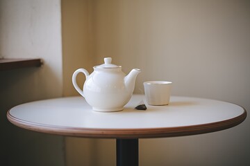 White Teapot, Teacup, Teabag, Table, Minimalist, Still Life, Calm, Simple, Breakfast, Home