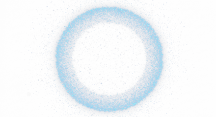 blue glitter circle with blue sparkles and blue star dust spread around isolated on transparent background.