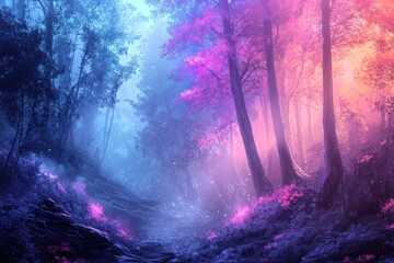 Enchanting Purple and Blue Forest Pathway