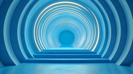 Obraz premium Abstract 3D Blue Tunnel Background Illustration