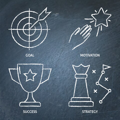 Motivation and success chalkboard icon set