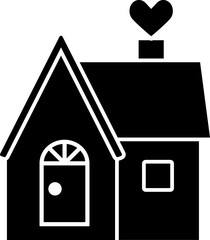 Sweet home icon. 
Isolated Valentine Love Shack House silhouette.
Good for greeting card,poster, banner, leaflet .
Transparent background.