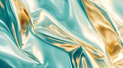 Fototapeta premium Teal and Gold Abstract 3D Background Illustration