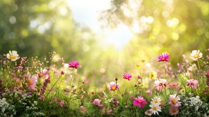 Obraz premium Colorful beautiful flower background with raindrops with Generative AI technology