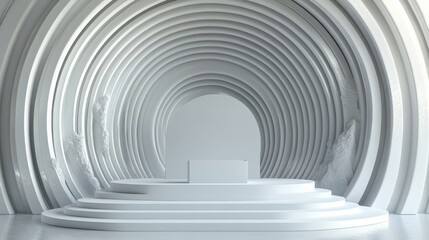 Obraz premium Abstract White Circular Stage Design With Steps