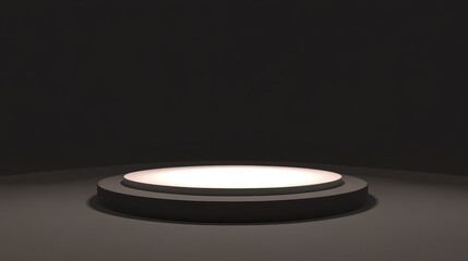 Illuminated Circular Platform Dark Room Setting