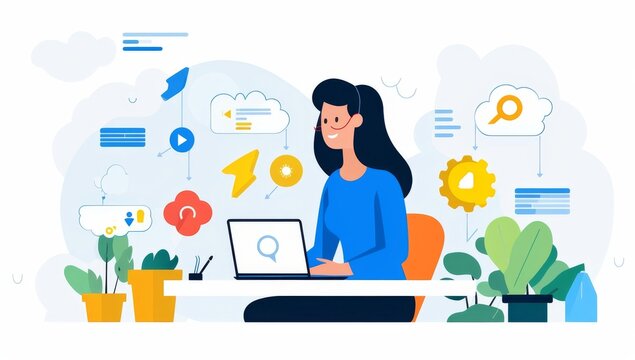 Efficient Online Customer Support Agent Working at Her Desk