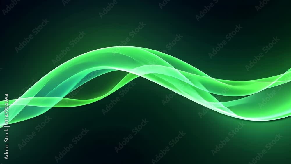 Fototapete smooth flowing green light waves on a dark background create futuristic energy. vibrant, sleek desig