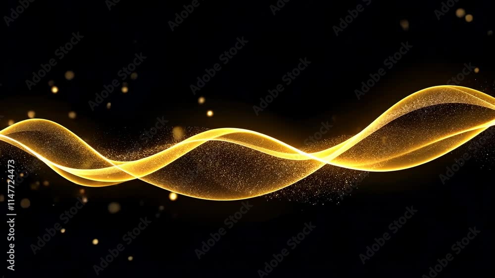 Fototapete mesmerizing video with swirling golden light trails and sparkling particles on deep black. elegant a