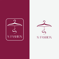 Letter S fashion logo, Hanging letter S vector Icon, boutique logo design. Initial capital S letter hanger icon
