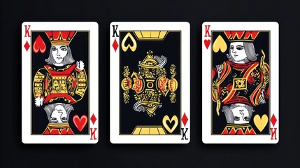 Three Kings of Hearts Playing Cards Displayed