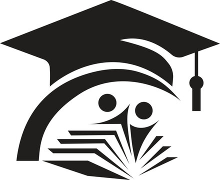 Education logo design with bachelor cap and book concept with creative idea