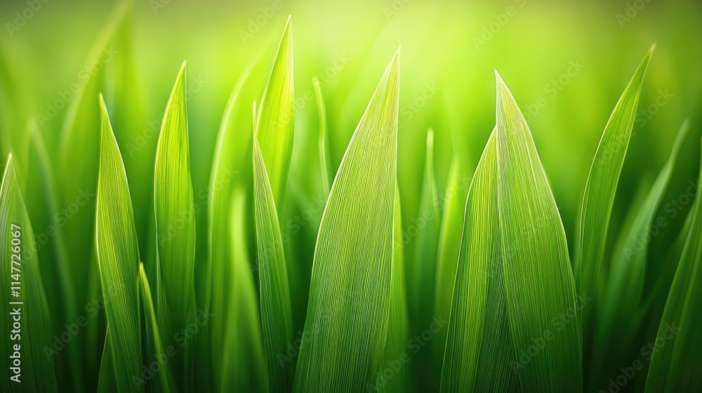 Poster a beautiful row of green grass tufts, arranged neatly, emphasizing the vibrant texture and freshness