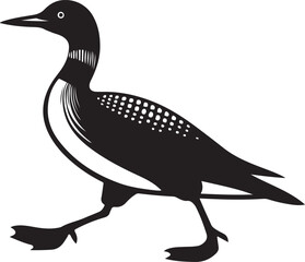 Walking Loon Silhouette Vector Illustration Graphic