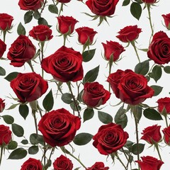 A stunning bouquet of long-stemmed red roses, their petals smooth and vivid, against a white background.