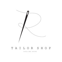 Tailor or textile logo vector flat design