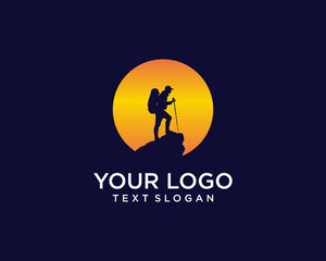 Moon silhouette logo of a climber