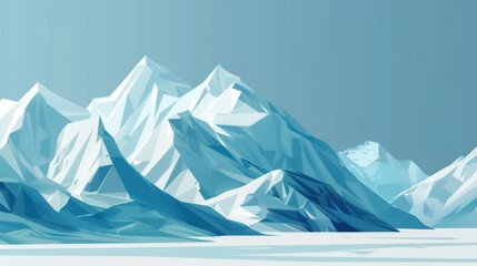 Snowy Mountain Range Under a Blue Sky