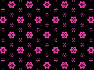 Elegant pink floral pattern on a black background, perfect for fashion or design projects.
