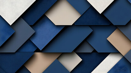 Abstract Geometric 3D Background Navy Beige White
