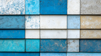 Abstract Blue and White Block Wall Texture Background Image